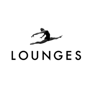 Dancer leaping above Lounges logo