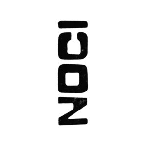 Black vertical text spelling noon