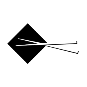 Black chopsticks on a square napkin