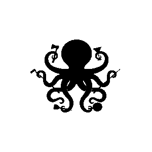 Octopus silhouette with musical notes on tentacles