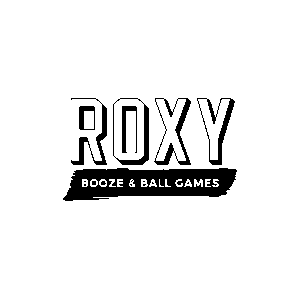 Roxy bar logo with booze and ball games