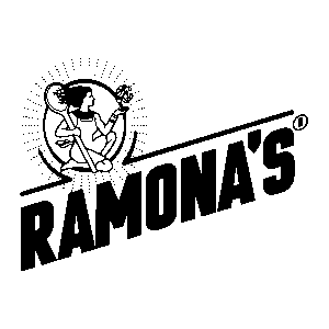 Ramona's brand logo with woman illustration