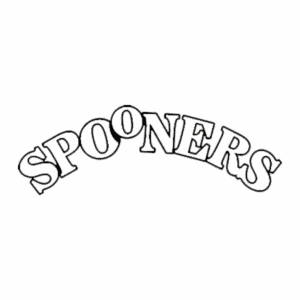 Spooners logo in curved bold letters