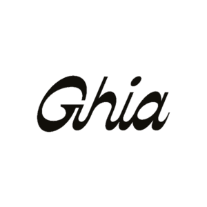 Ghia logo in cursive black text